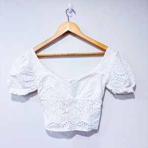 STREETWEAR SOCIETY White cropped top English embroidery